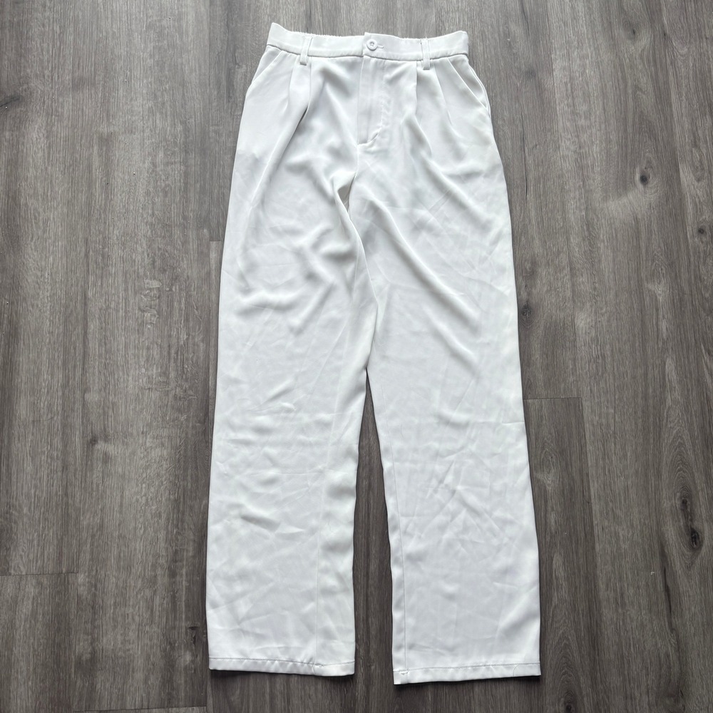 REWASH White Wide Leg Pleated High Waist Pants Women's Size 3 26 - Picture 1 of 3